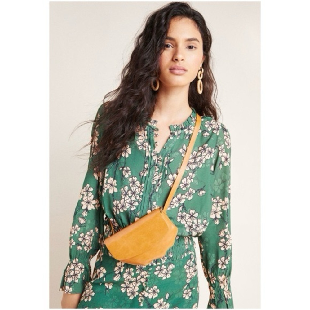 Anthropologie Green Floral Blouse